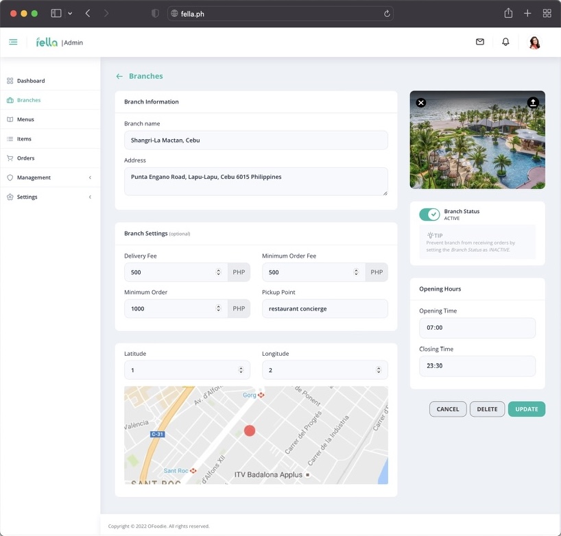 Fella admin dashboard